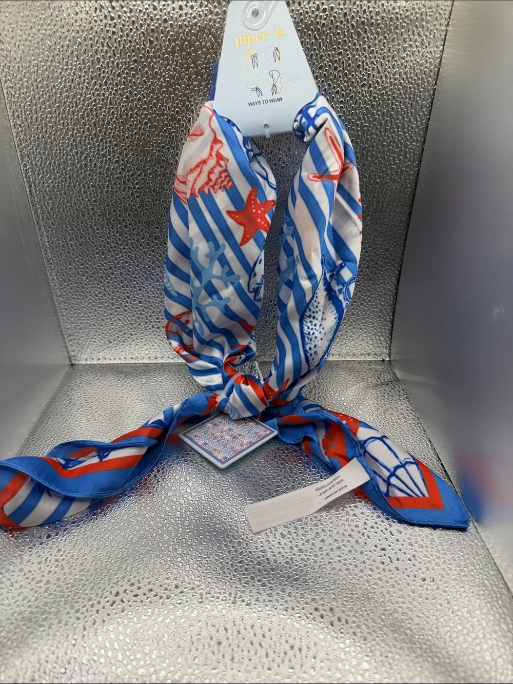 piper & I Blue and Red Nautical Print Scarf